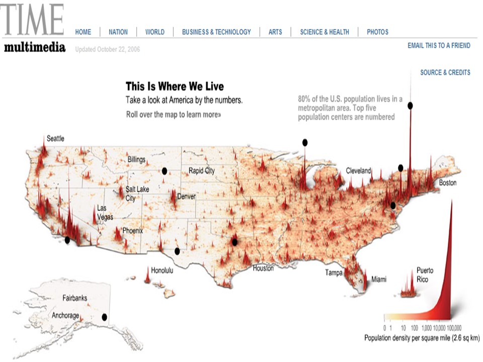 Карта населения сша по плотности населения