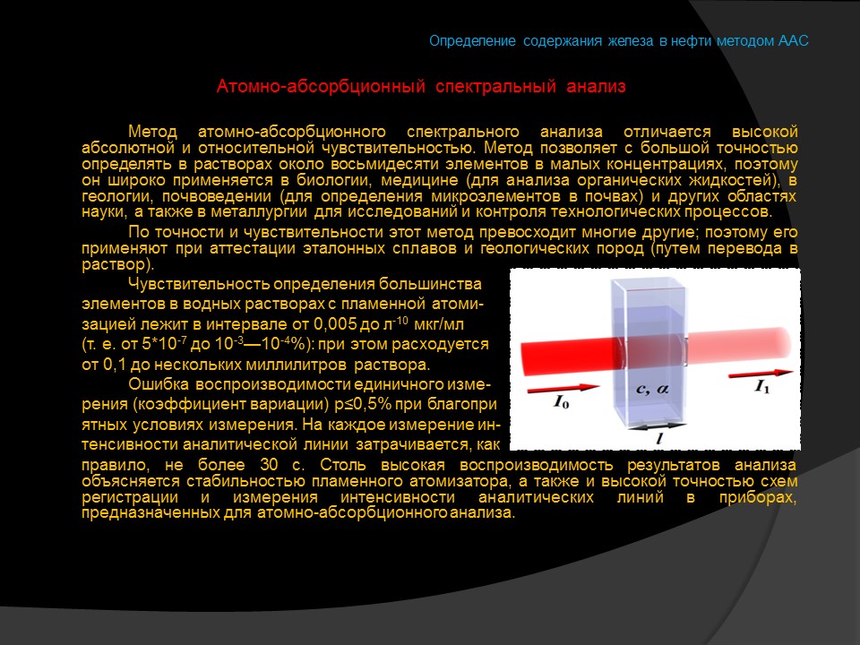 Определение содержания железа в нефти методом атомно-абсорбционной спектроскопии