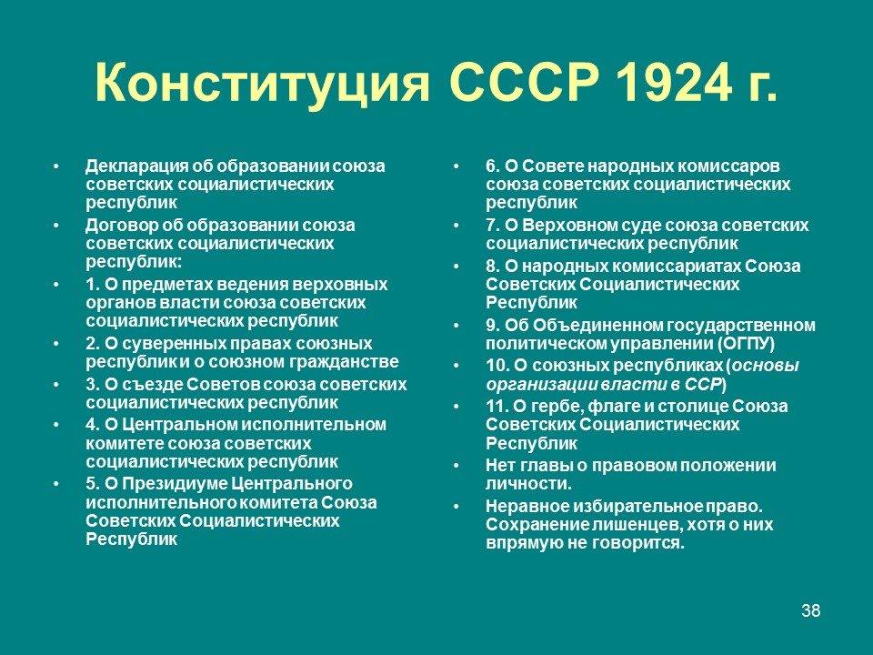 Какой проект конституции ссср 1924 г был взят за основу для рассмотрения