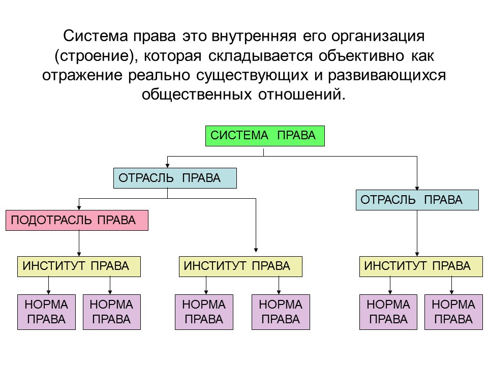 Схемы отражающую основные элементы системы права